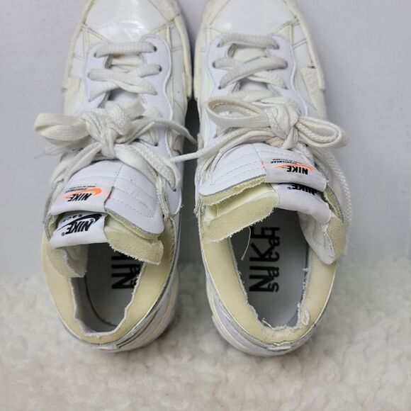 Nike Blazer × Sacai Men's Sneaker Size 10 Low Top Patent Leather DM6443-100 Shoe - Picture 8 of 11